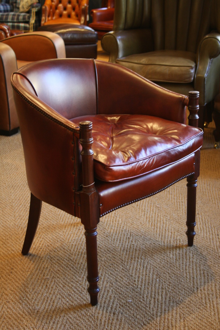 Leather Chairs of Bath Leather Davenport Chair, Leather Desk Chair